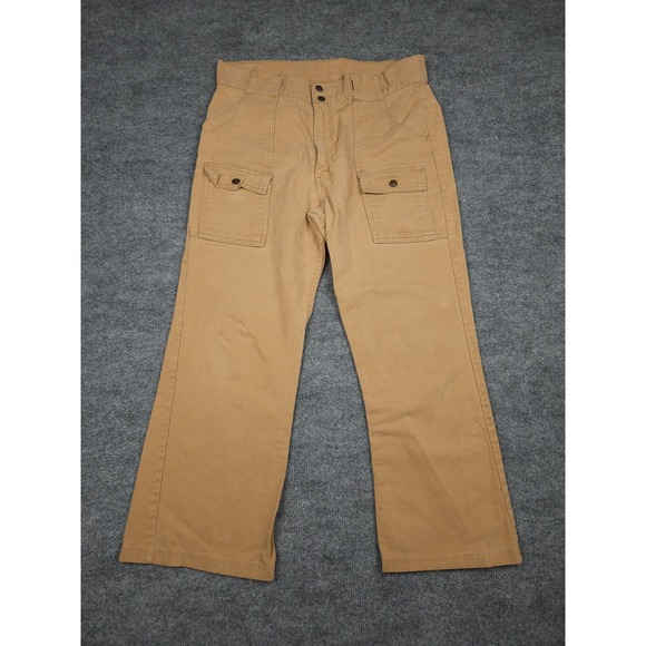 Vintage Levi's Bush Pants Jeans Adult 34 X 25 (Hemmed) Beige Cargo Pockets 70s